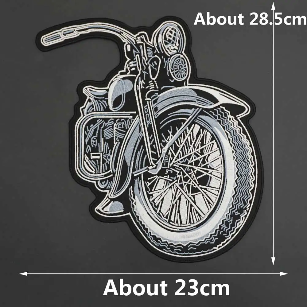 Parche bordado de motocicleta grande para chaqueta