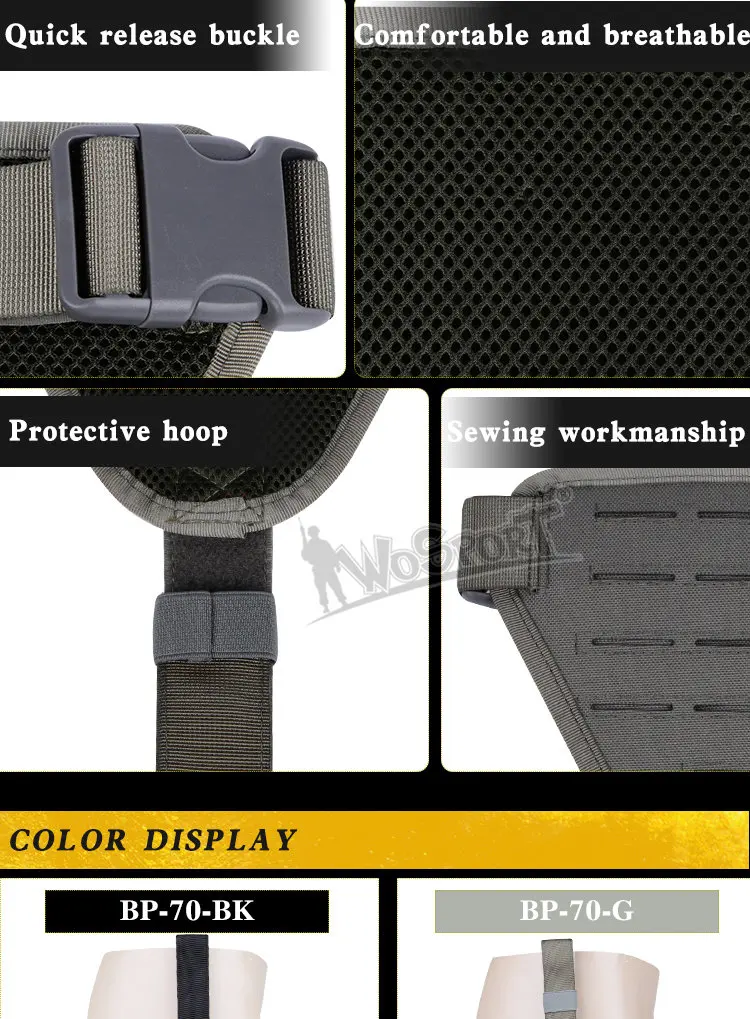 Vista lateral del sistema MOLLE montado