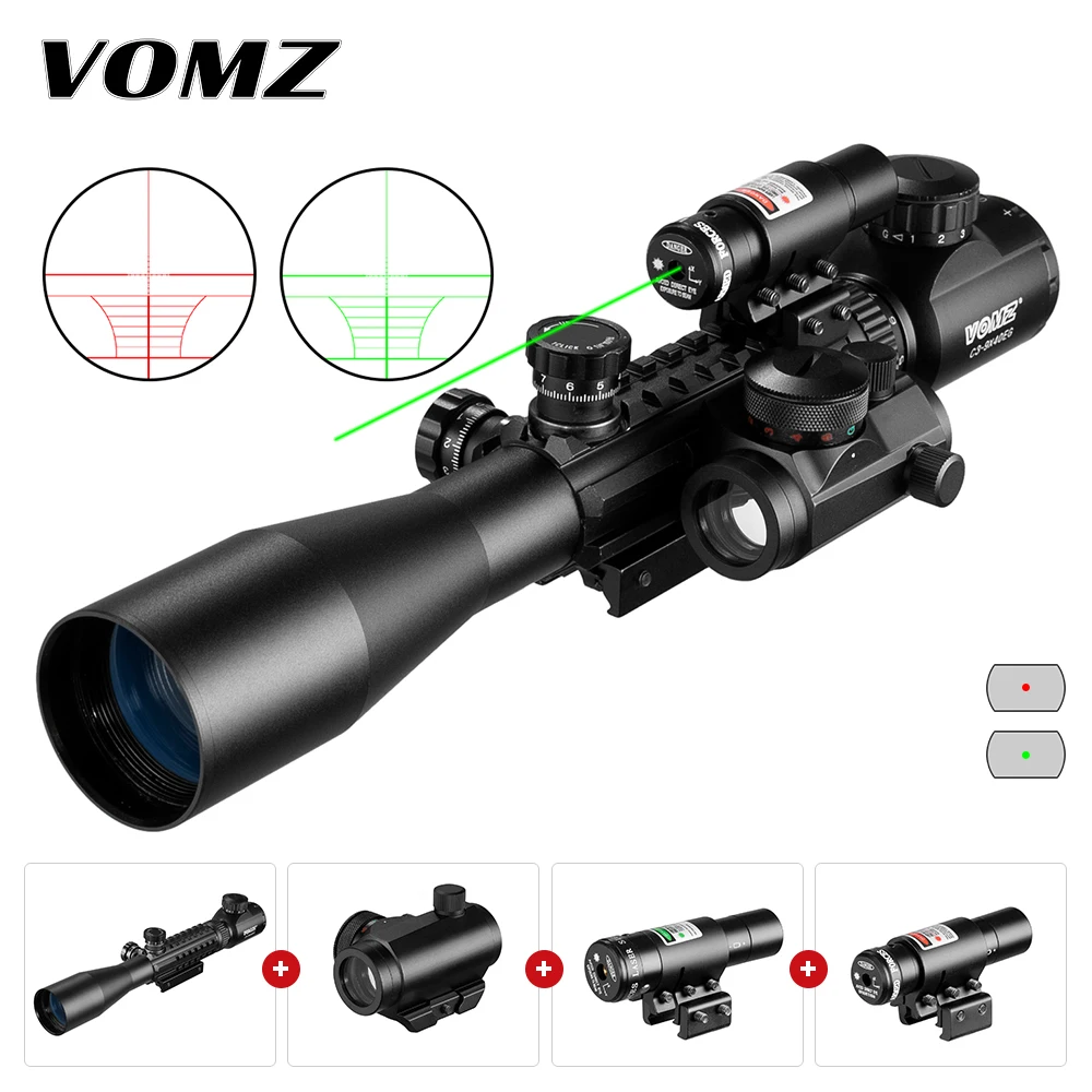Mira telescópica táctica 3-9x40 punto rojo iluminada para airsoft