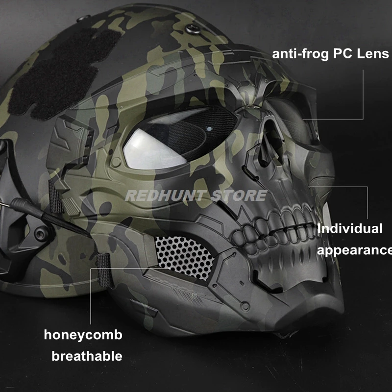 Máscara táctica calavera dual con correa ajustable para airesoft - imagen 4