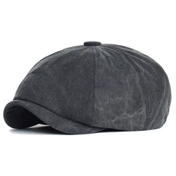 Gorra octogonal de algodón unisex plana, cuatro estaciones retro
