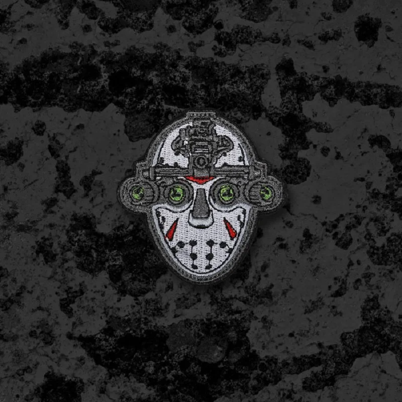 Parche bordado calavera cuatro ojos – visión nocturna táctica para ropa - imagen 2