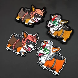 Parche táctico PVC fosforescente Corgi bordado para ropa y mochila