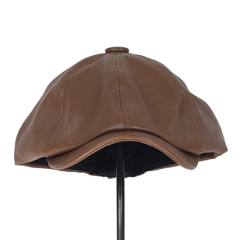 Gorra táctica octogonal de cuero PU retro para todo el año