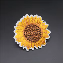 Parche bordado girasol para planchar - Decoración de ropa casera