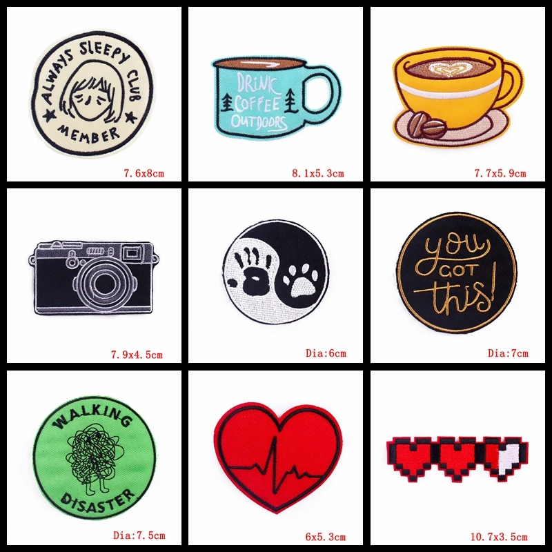 Parche bordado termoadhesivo letras arcoíris y taza café - imagen 4