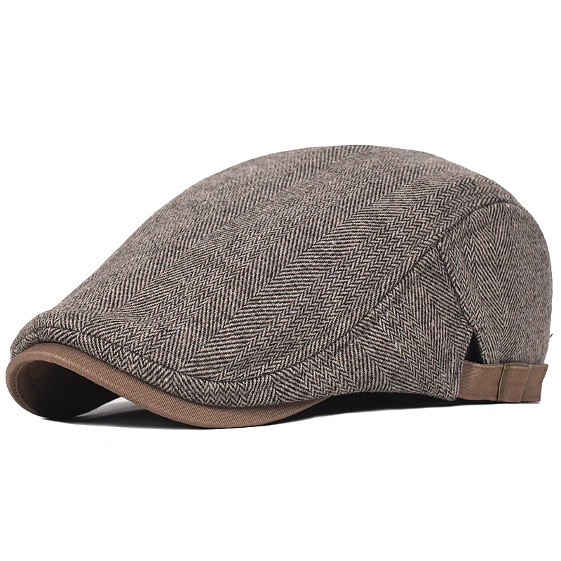 Gorra outdoor de lana gruesa Gatsby vintage a rayas espiga - imagen 3