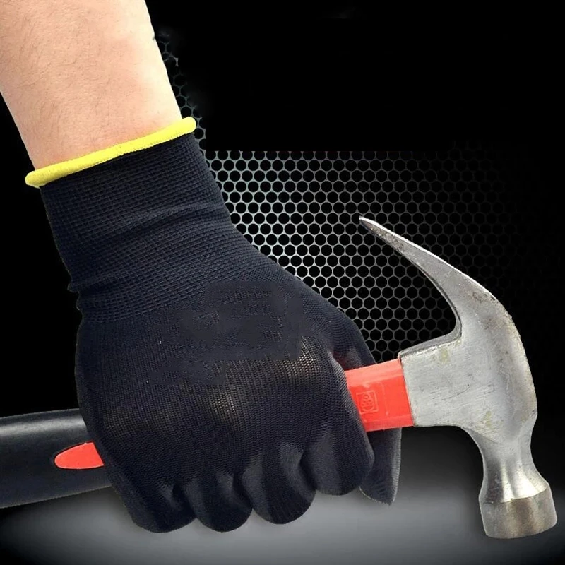 Guantes seguridad PU nylon de trabajo construcción y jardinería - imagen 4