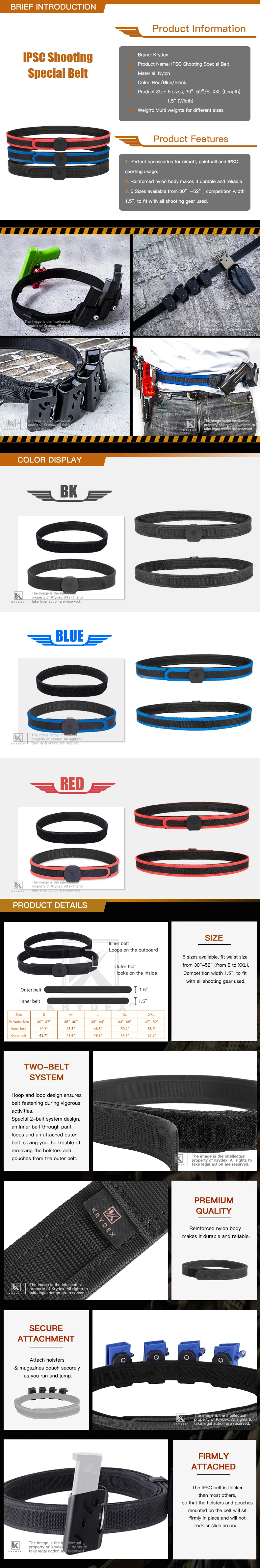 Cinturón táctico KRYDEX para IPSC/USPSA/IDPA