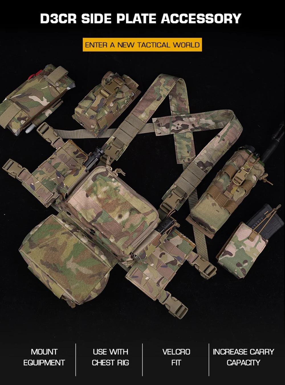 Aparejo de pecho táctico lateral Molle Cordura