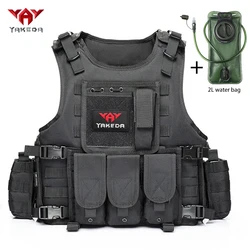 YAKEDA Chaleco táctico outdoor MOLLE con bolsillos y bolsa hidratación