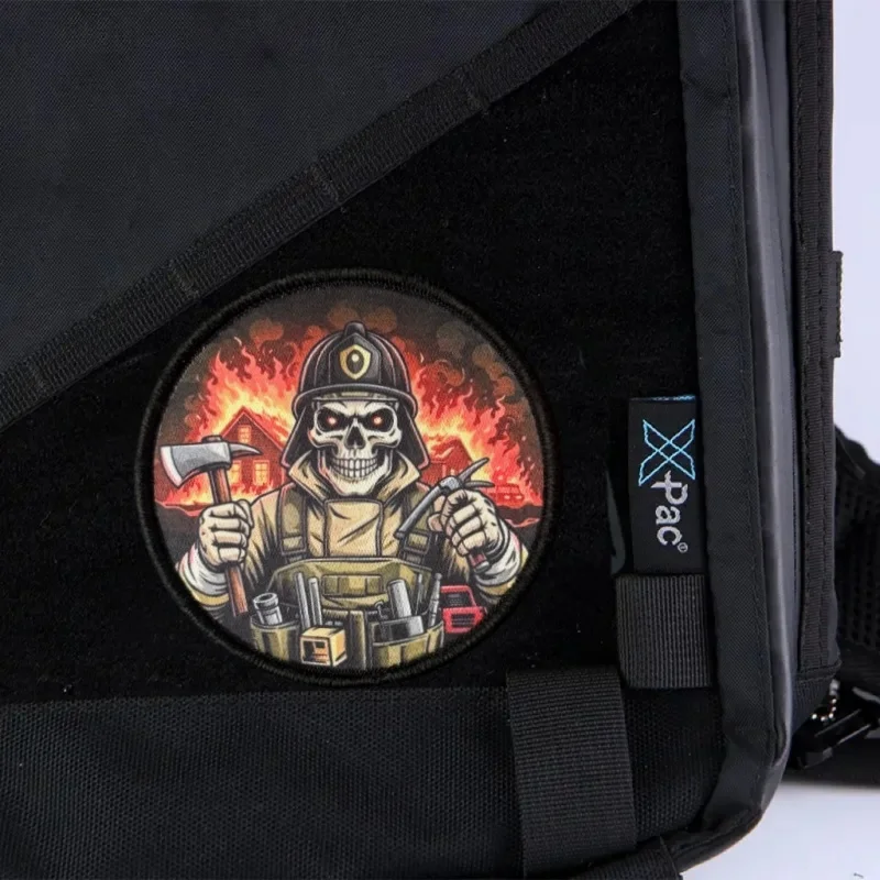 Parche táctico calavera bombero con Velcro para mochilas y ropa táctica