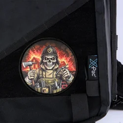 Parche táctico calavera bombero con Velcro para mochilas y ropa táctica