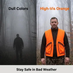 Chaleco alta visibilidad reflectante hombre para caza aire libre