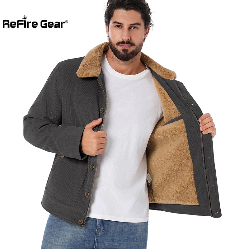 Chaqueta camionero de pana con forro sherpa – Abrigo informal hombre - imagen 5