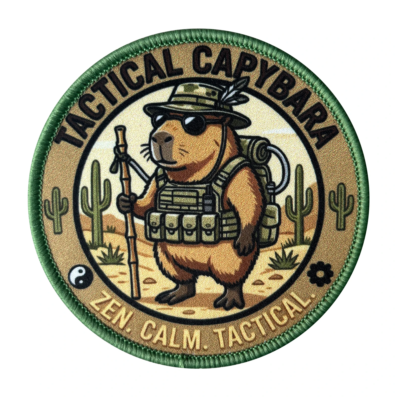 Parche táctico capibara hexagonal con gancho y rizo - imagen 4