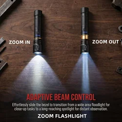 Alonefire Zoom RGB Linterna táctica LED recargable USB luz roja