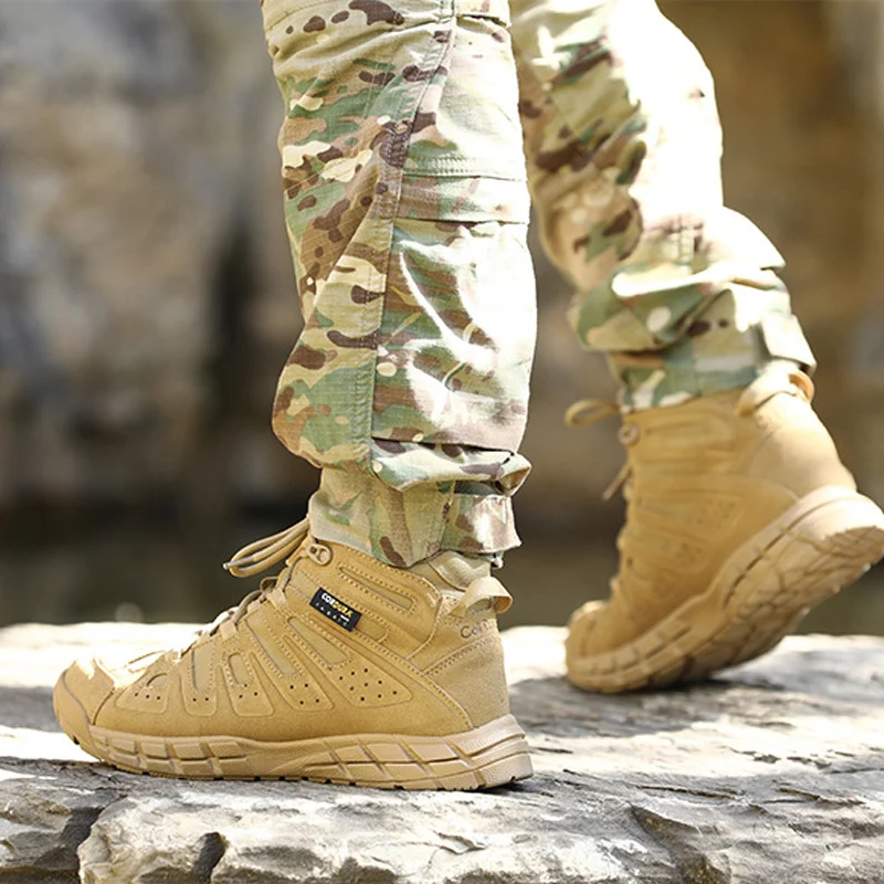 Botas tácticas impermeables cuero senderismo trekking hombre