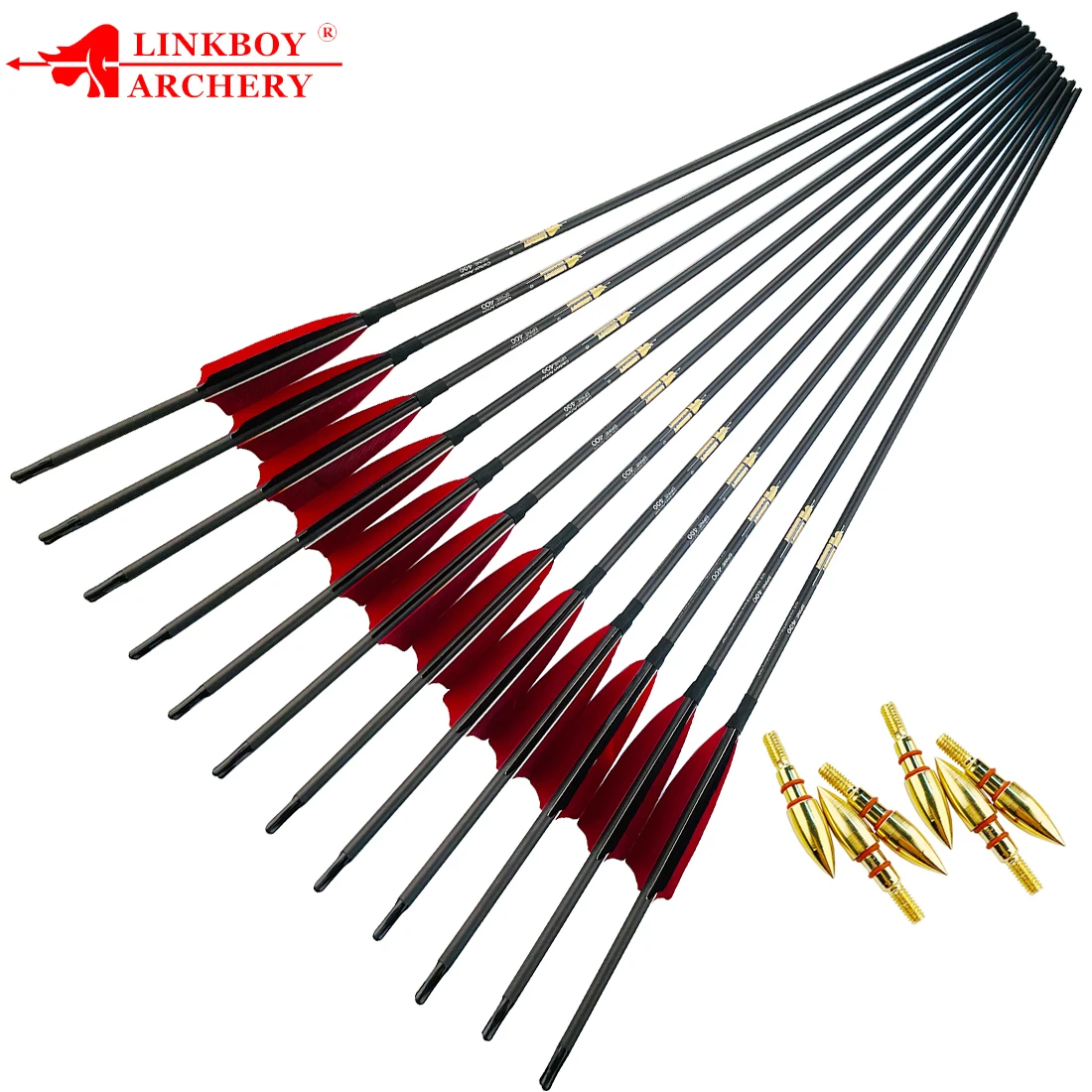 Flechas de carbono para arco compuesto de caza con pluma - imagen 2