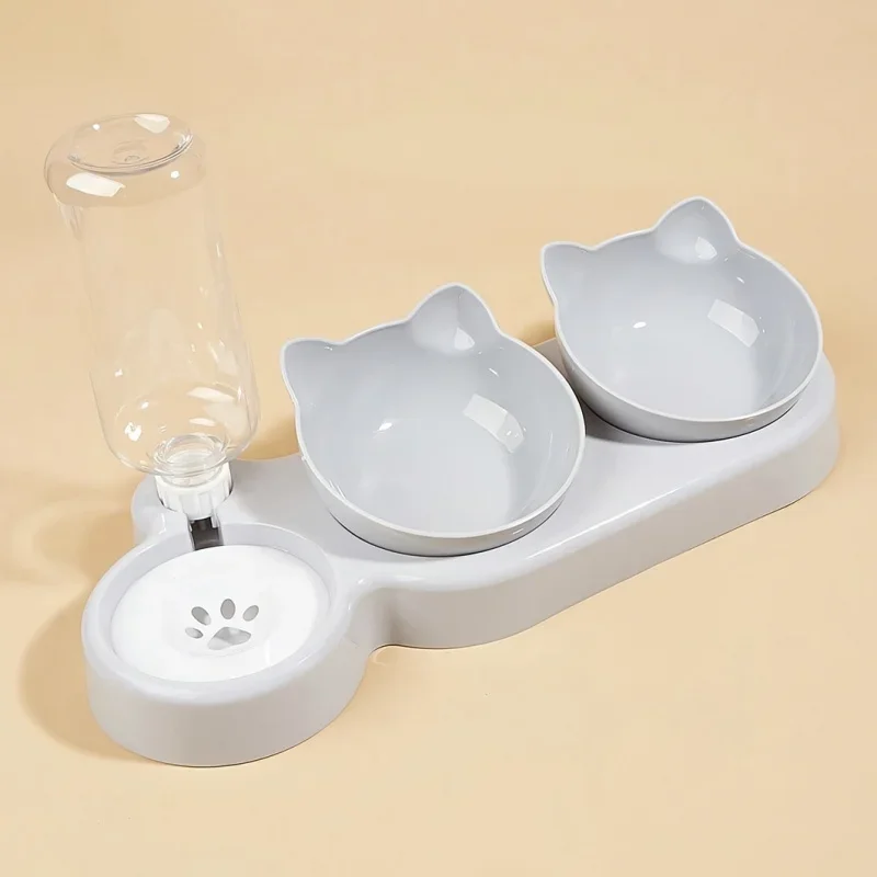Plato inclinado para gatos con bebedero gravedad y cuello protegido - imagen 3