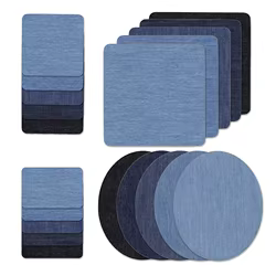 Parche vaquero textil para planchar y coser, azul claro/oscuro