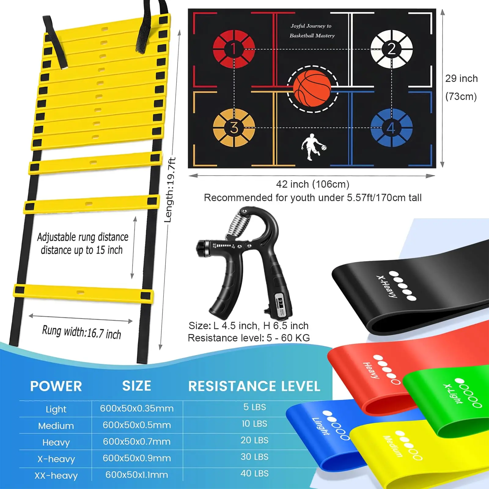 Kit entrenamiento baloncesto escalera agilidad bandas resistencia - imagen 5