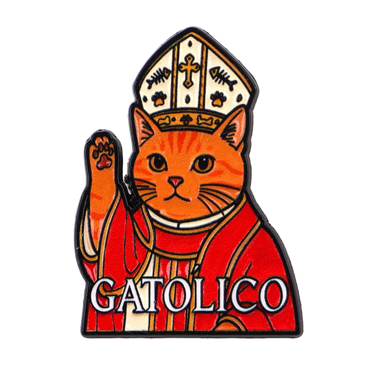 Pin esmaltado de gato naranja para solapa y bolsos, metal - imagen 3