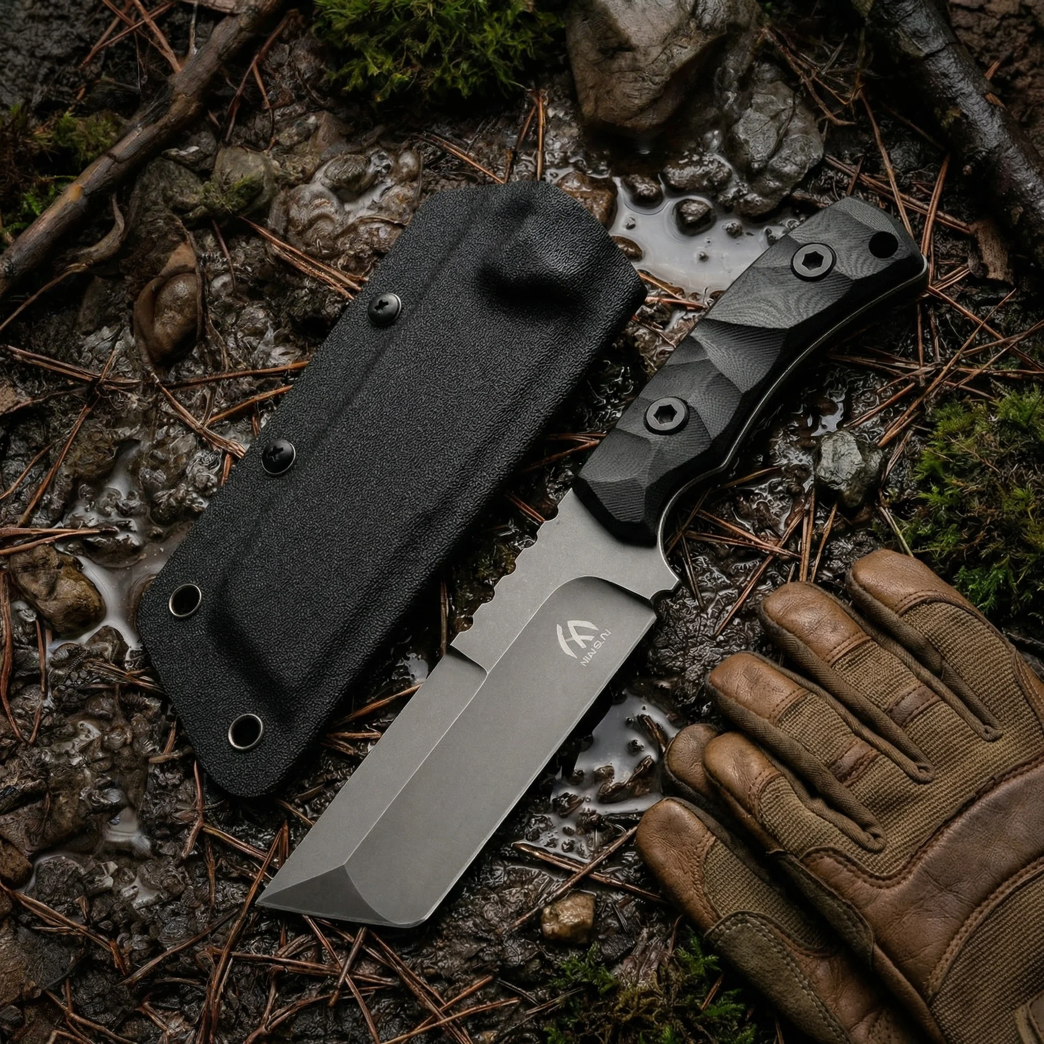 Cuchillo fijo táctico de acero alto rendimiento para camping con funda - imagen 3