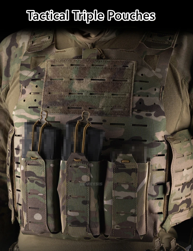 Portacargador triple con diseño MOLLE