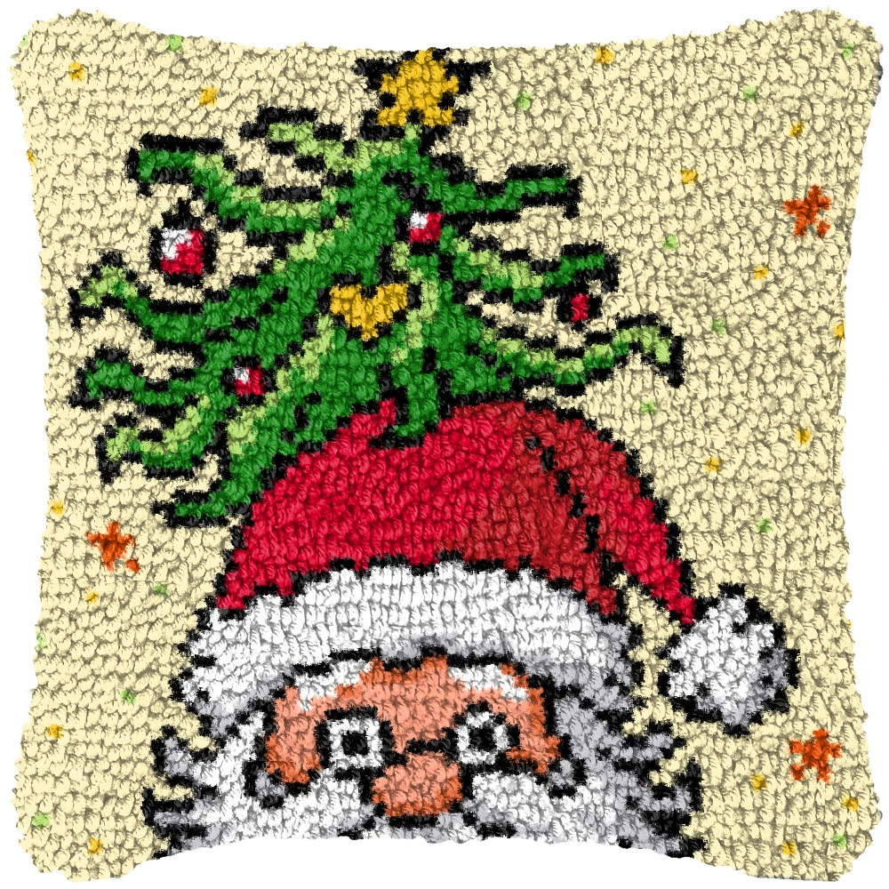 Kit bordado punch needle almohada navideña cartoon - imagen 4