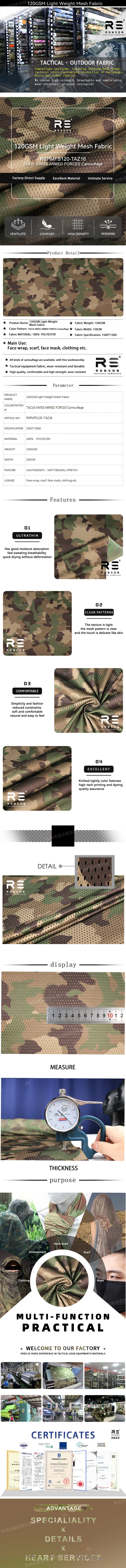 Malla de camuflaje Suiza Woodland TAZ16, textura de tejido ligero