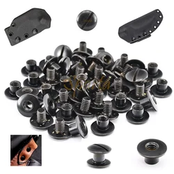 Tornillos Chicago antirrobo negros ranurados de latón para cuero