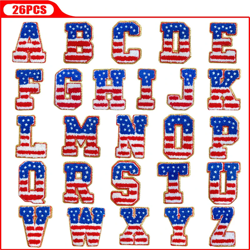Parche bordado bandera americana con letras, termoadhesivo y coser - imagen 3