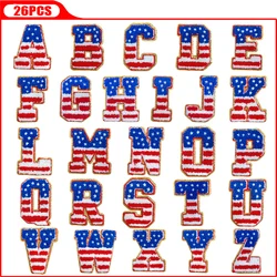 Parche bordado bandera americana con letras, termoadhesivo y coser
