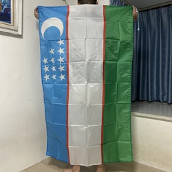 Bandera de Uzbekistán tipo chal poliéster interior y exterior