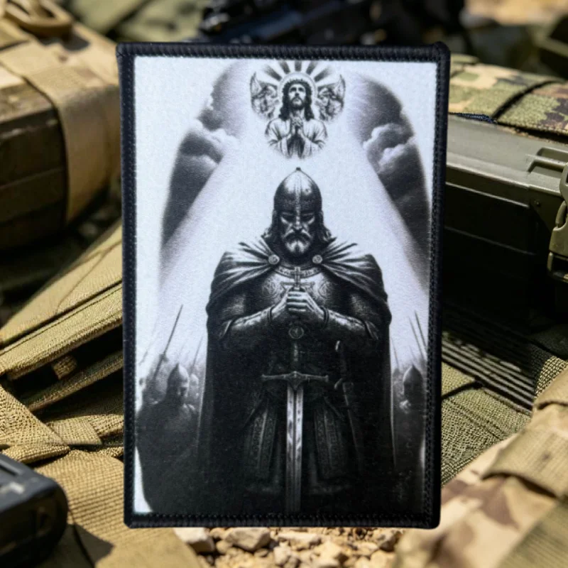 Parche táctico caballero templario cruzado con velcro para chaleco - imagen 4
