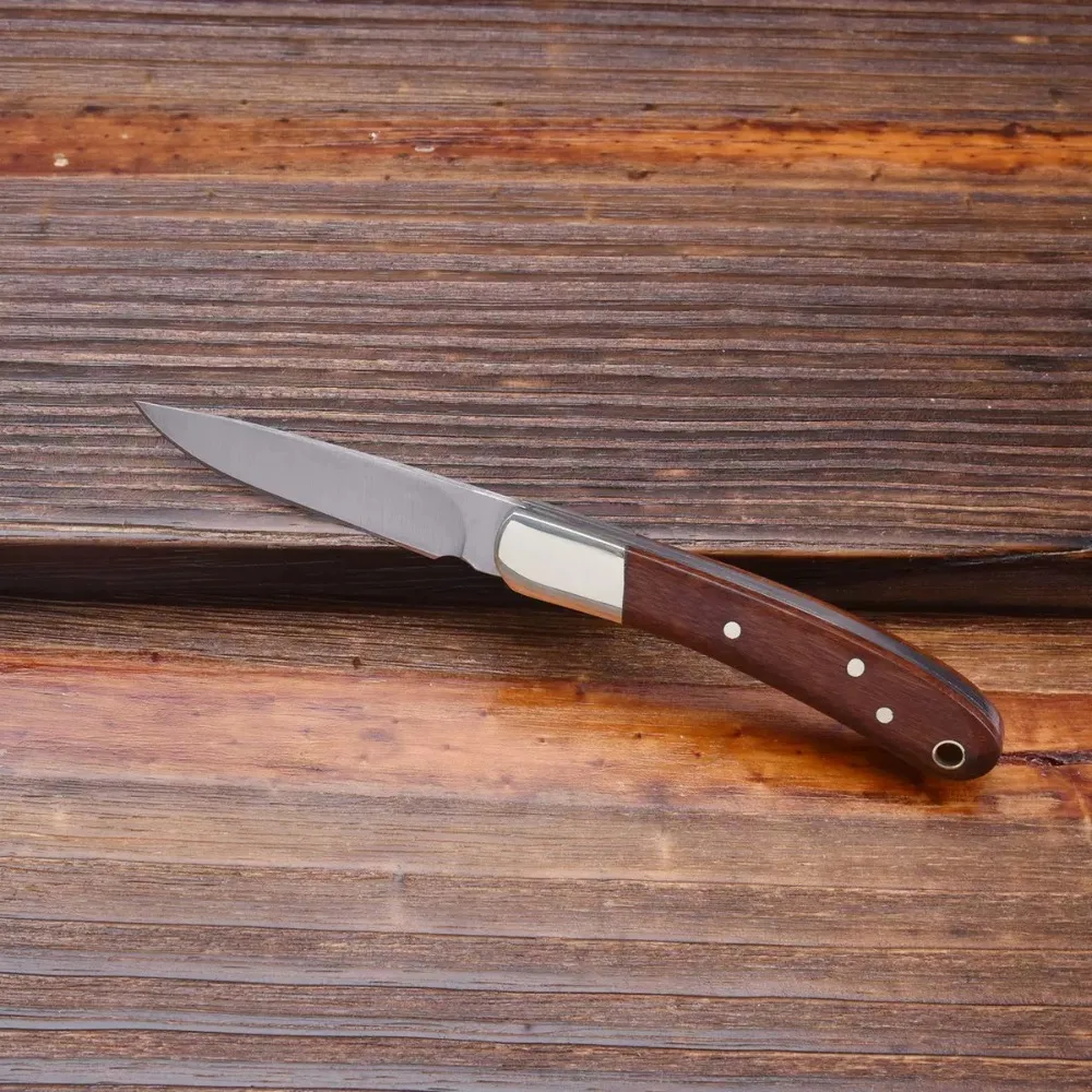 Cuchillo plegable de madera maciza para pelar frutas camping - imagen 2