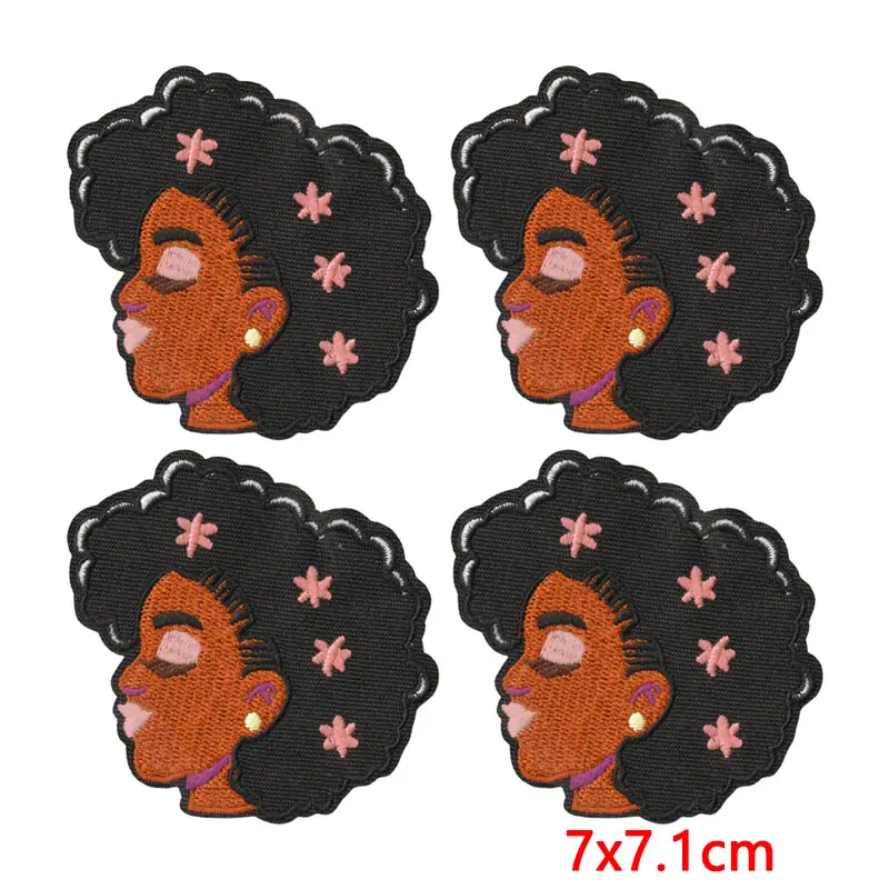 Parche bordado termoadhesivo reina negra afro para coser manualidades - imagen 5