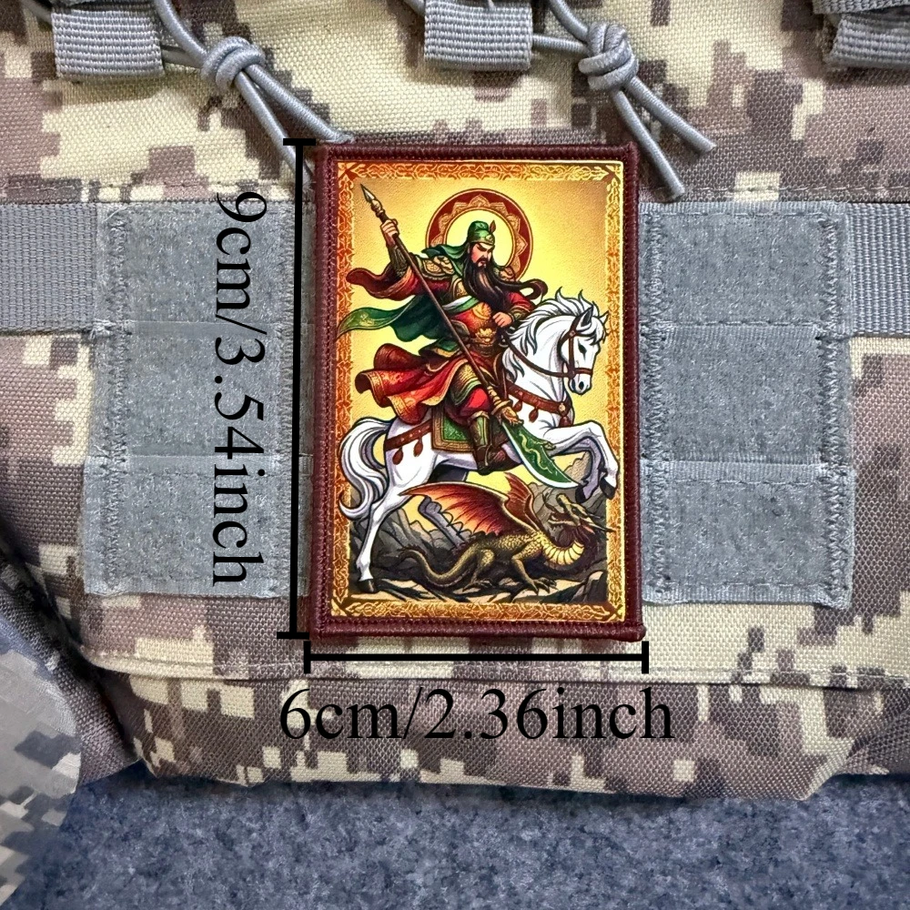 Parche táctico bordado Guan Yu – Velcro para mochila y equipo - imagen 3