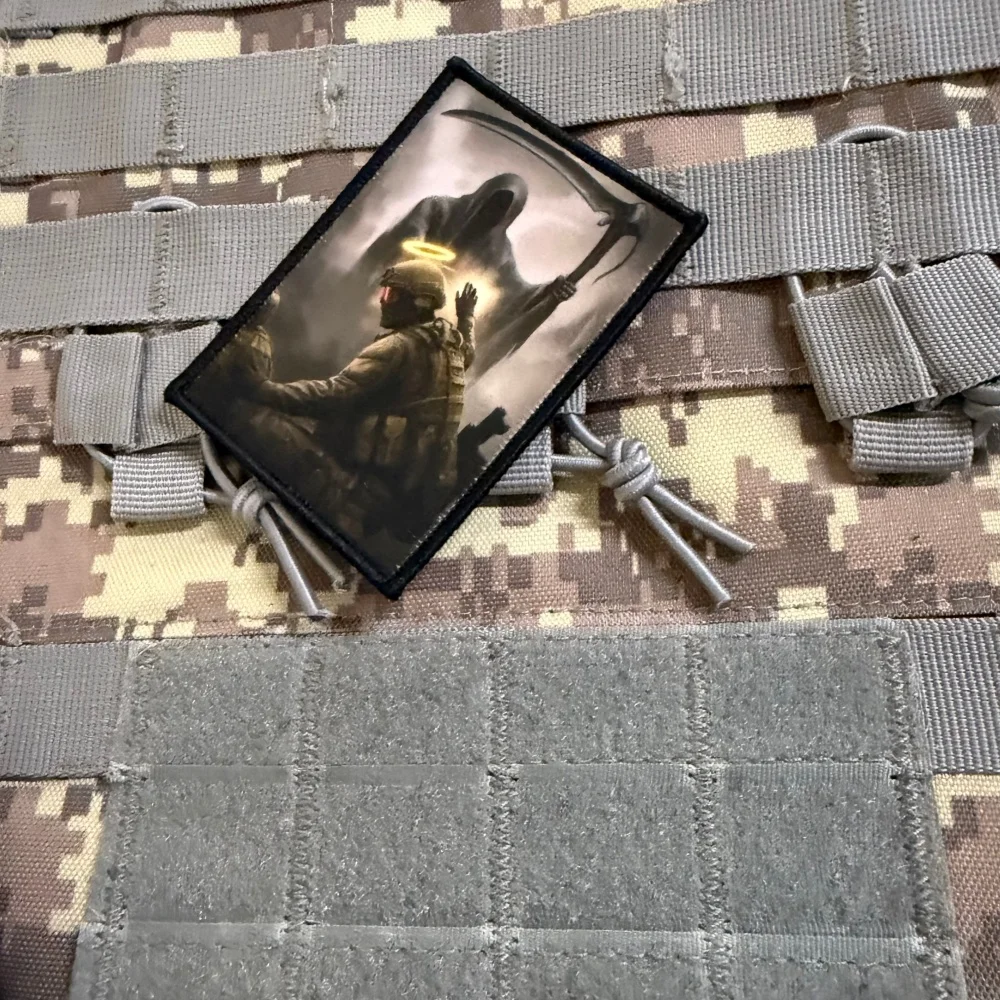Parche táctico militar totem fe Ángel de la Muerte con gancho - imagen 3