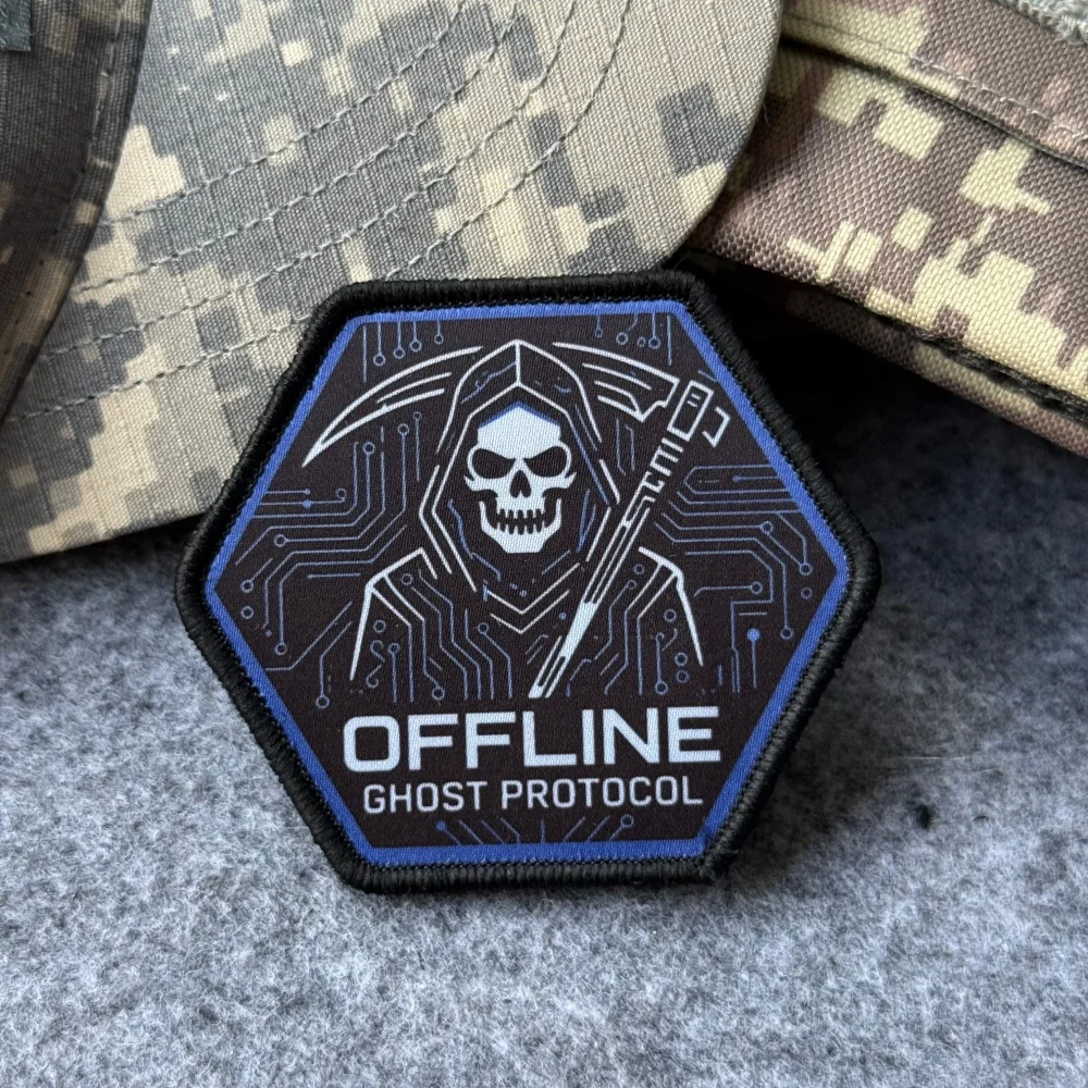 Parche cyberpunk Offline Ghost Protocol gancho para mochila - imagen 2
