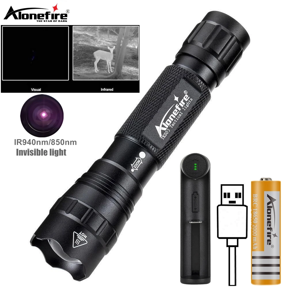 Linterna táctica LED con iluminador IR 850nm y zoom - imagen 2