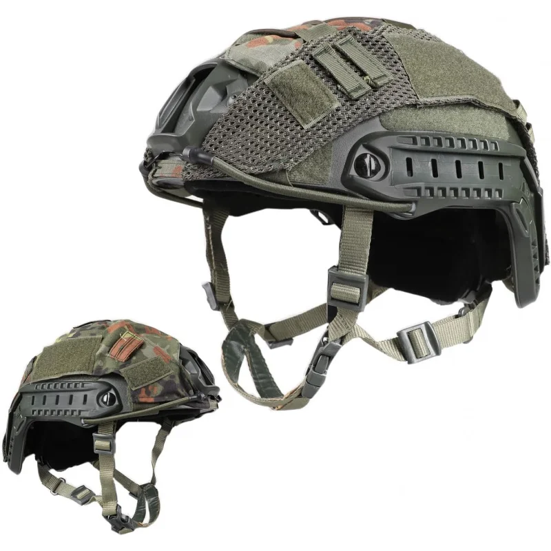 Casco táctico ajustable con funda y soporte NVG PJ para tiro