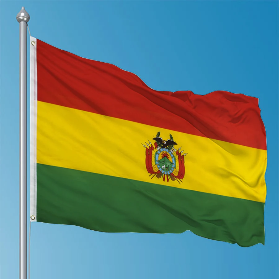 Bandera de Bolivia rojo amarillo verde estampada poliéster decorativa - imagen 3