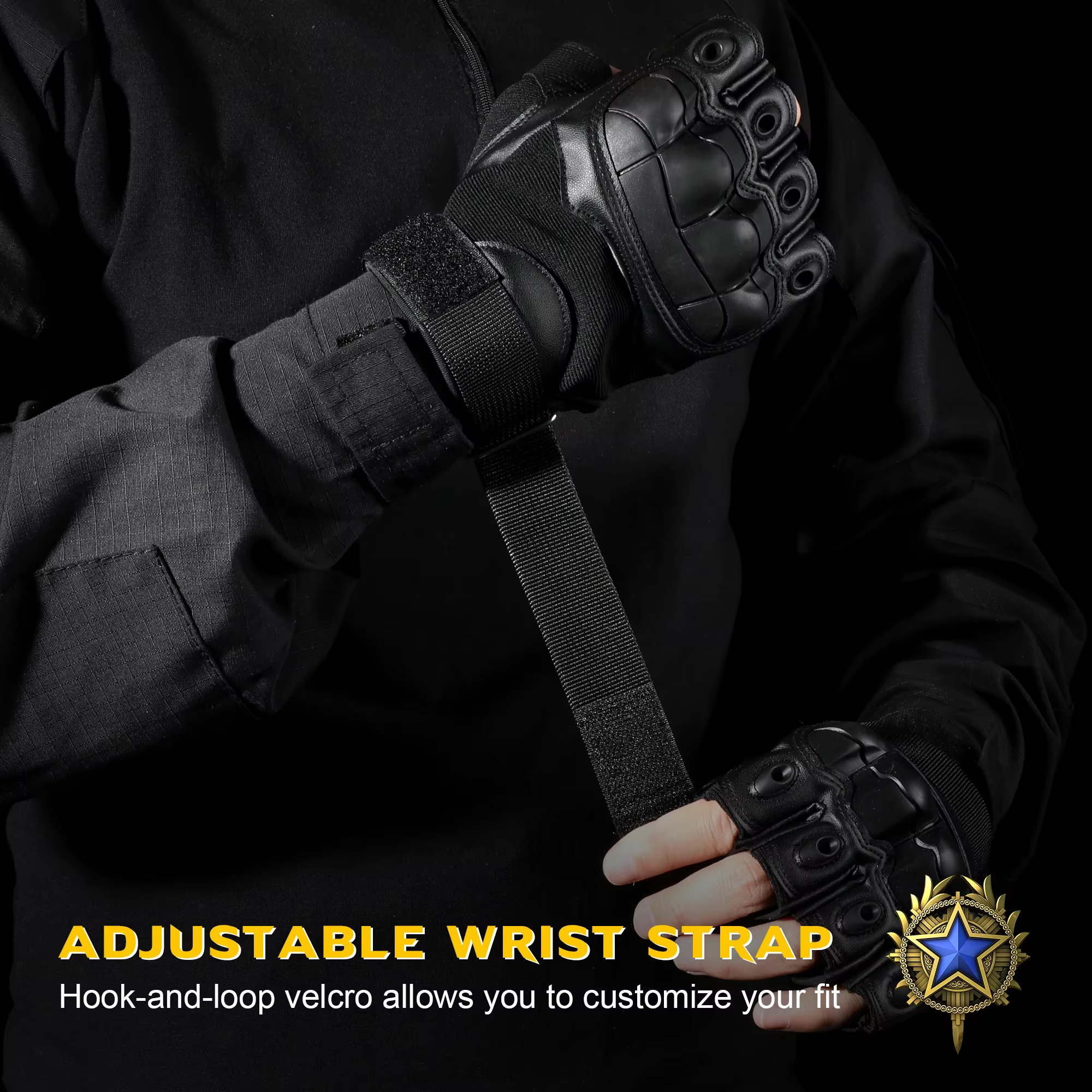 Guantes tácticos medio dedo antideslizantes PU – Caza y outdoor - imagen 3