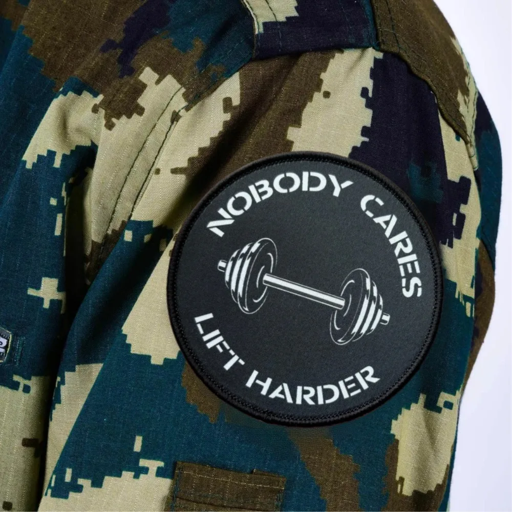 Parche táctico gimnasio Velcro frase Nobody Cares Lift Harder - imagen 4