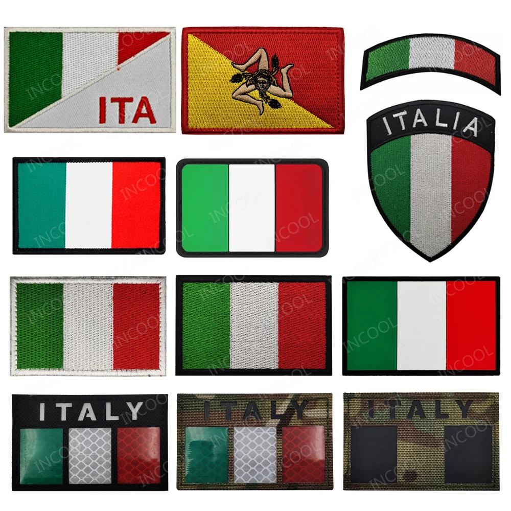 Parche bordado táctico bandera Italia reflectante infrarrojo 3D PVC para mochila - imagen 3