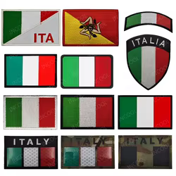 Parche bordado táctico bandera Italia reflectante infrarrojo 3D PVC para mochila