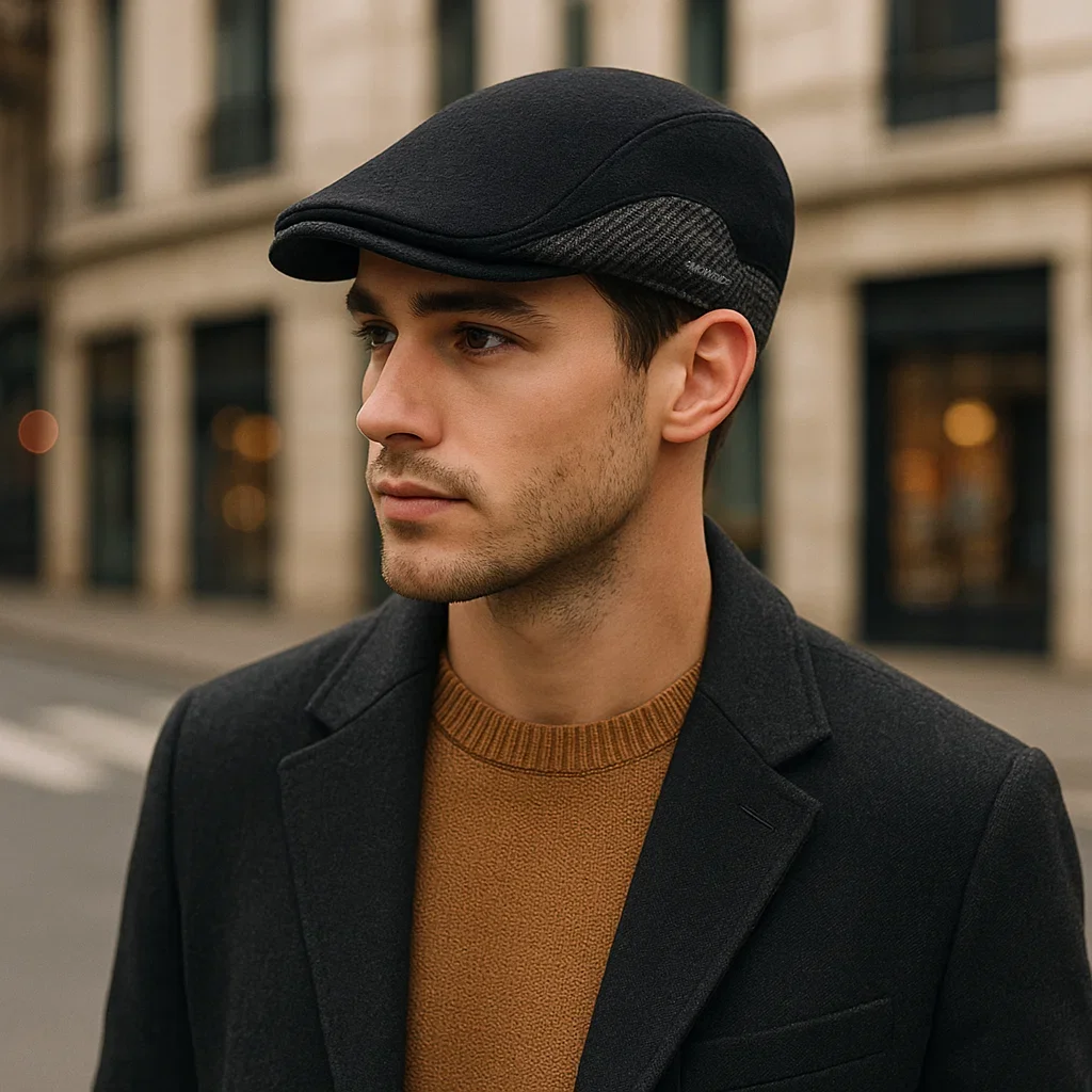 Gorra plana vintage lana cálida con visera ajustable - imagen 4