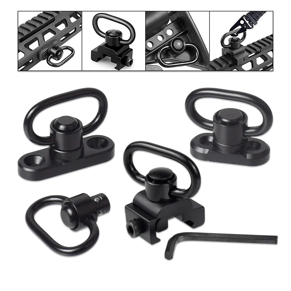 Vista frontal del adaptador M‑LOK QD